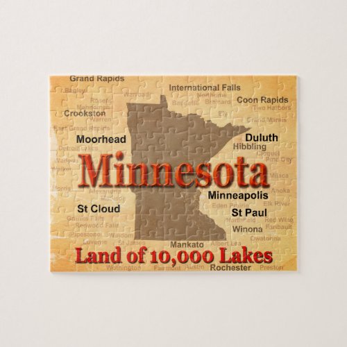 Aged Minnesota State Pride Map Jigsaw Puzzle