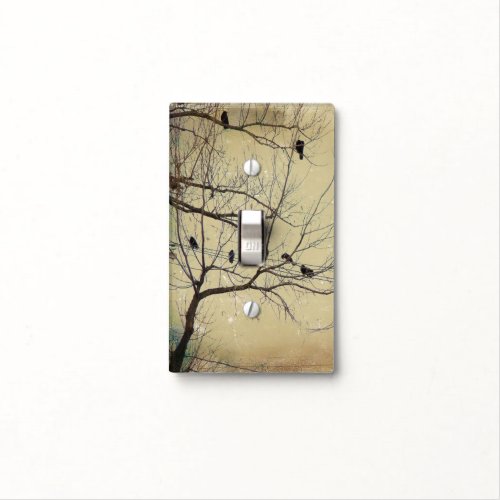 Aged Nature Art Birds On Wires Light Switch Cover