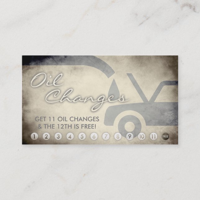 aged oil changes loyalty card (Front)