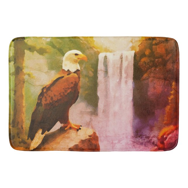 Aged oil pastel of Bald Eagle Bath Mat (Front)