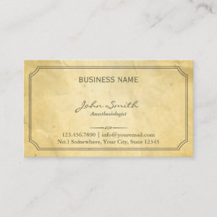 Aged Old Paper Texture Anesthesiologist Business Card