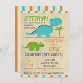Aged Paper Dinosaurs Birthday Invitation (Front/Back)