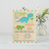 Aged Paper Dinosaurs Birthday Invitation (Standing Front)