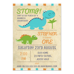 dinosaur 1st birthday invitations zazzle