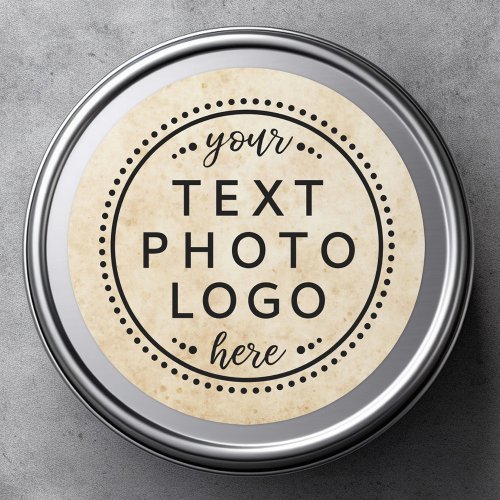 Aged paper parchment custom logo photo graphic  classic round sticker