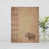 Aged paper -rhino (Standing Front)