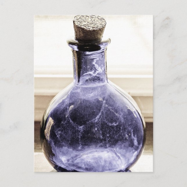 Aged Photo Blue Bottle Postcard (Front)