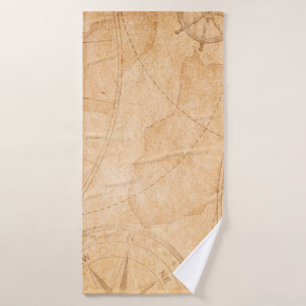 aged pirates treasure map backgroundmap,treasure,v bath towel