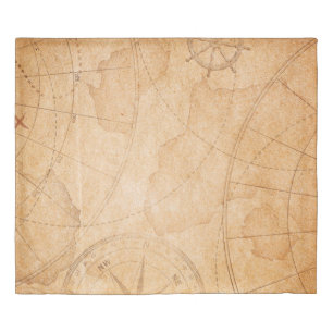 aged pirates treasure map backgroundmap,treasure,v duvet cover