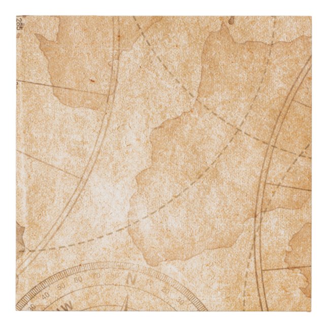 aged pirates treasure map backgroundmap,treasure,v faux canvas print (Front)