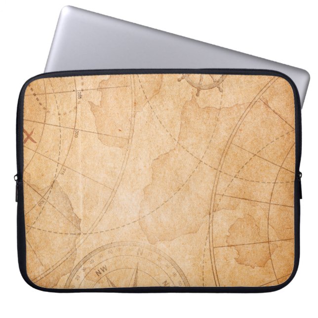 aged pirates treasure map backgroundmap,treasure,v laptop sleeve (Front)