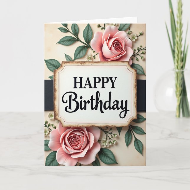 Aged Plaque Birthday Card (Front)