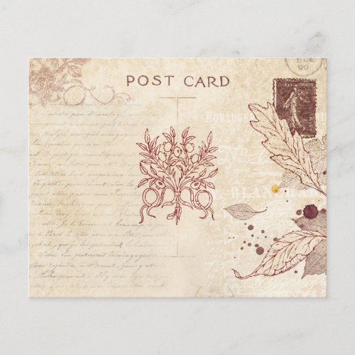 Aged Post Card Vintage Fall Scrapbook Paper