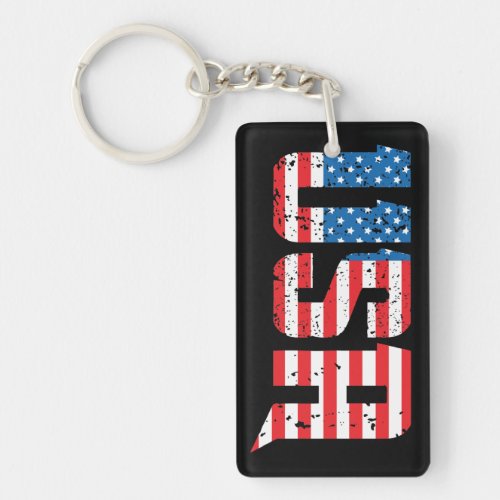 Aged red white and blue USA Keychain