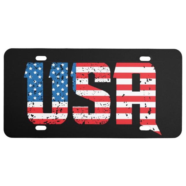 Aged red, white, and blue USA License Plate (Front)