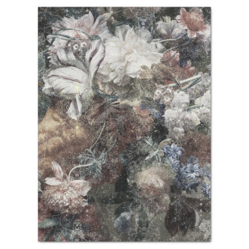 AGED RUSTIC FLORAL TISSUE PAPER
