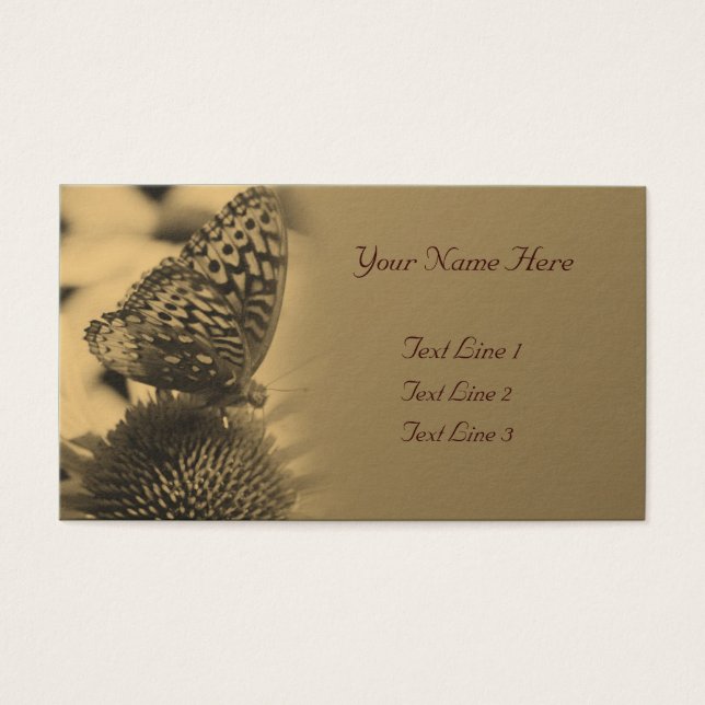 Aged Sepia Butterfly On Flower Nature (Front)