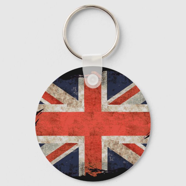 Aged shredded Union Jack Keychain (Front)