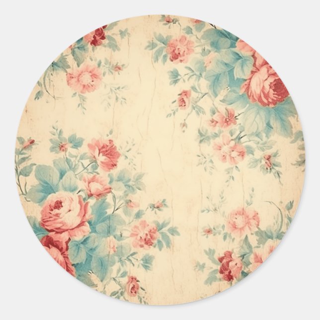 Aged Splendors, Peach Shabby Chic Classic Round Sticker (Front)