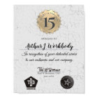 Aged stone gold employee anniversary certificate