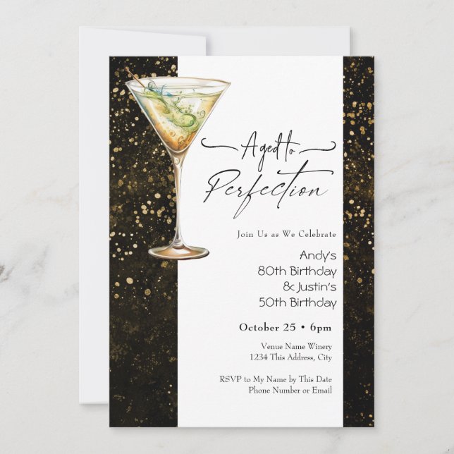 Aged to Perfect Double Adult Birthday Invitation (Front)