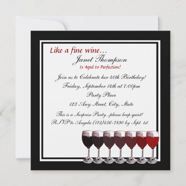 Aged to Perfection 40th Birthday Invite (Front)