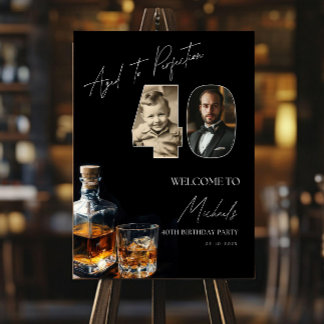 Aged To Perfection 40th Birthday Sign With Photo