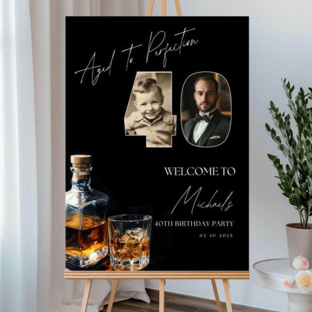 Aged To Perfection 40th Birthday Sign With Photo (Creator Uploaded)
