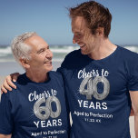 Aged to Perfection 40th Birthday T-Shirt<br><div class="desc">Custom blue and silver fortieth birthday t-shirt featuring forty silver hellium balloons,  the saying "cheers to 40 years",  "aged to perfection",  and the date.</div>
