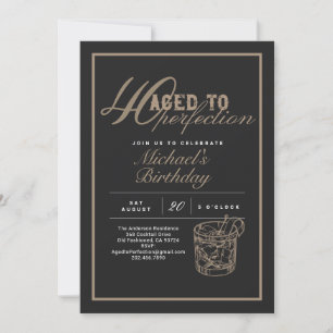 Aged to Perfection 40th Birthday Whiskey Party Invitation