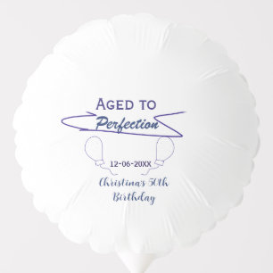 aged to perfection 50th birthday blue balloon bold