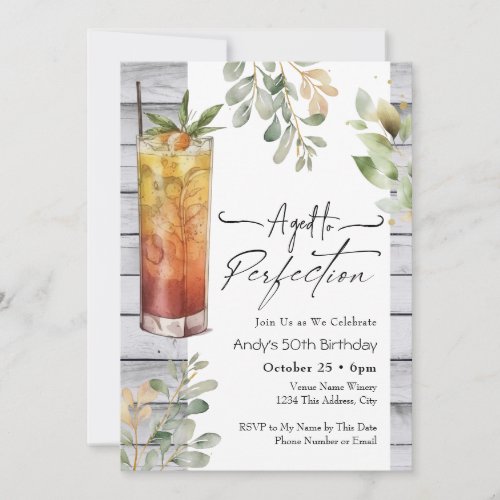 Aged to Perfection 50th Birthday Floral Invitation