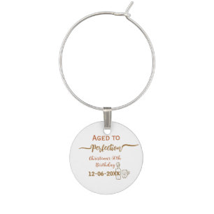 aged to perfection 50th birthday name brown wine charm