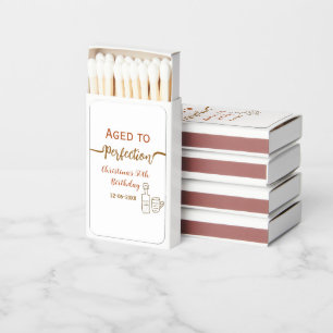 aged to perfection 50th birthday name brown wine matchboxes