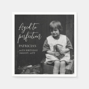 Aged to Perfection 60th Birthday Party Full Photo Napkins
