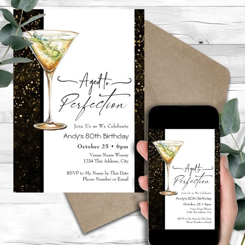 Aged to Perfection 80th Birthday Invitation