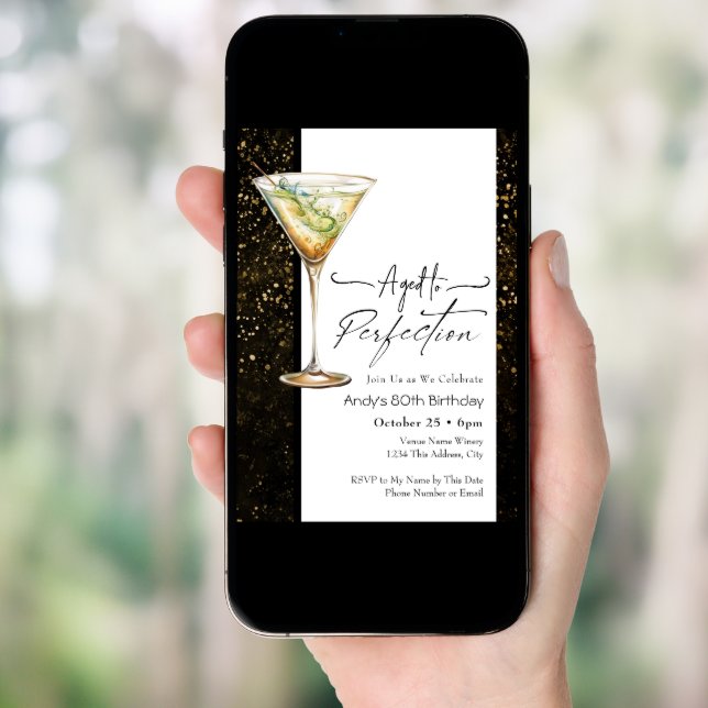 Aged to Perfection 80th Birthday Invitation (Front Digital)