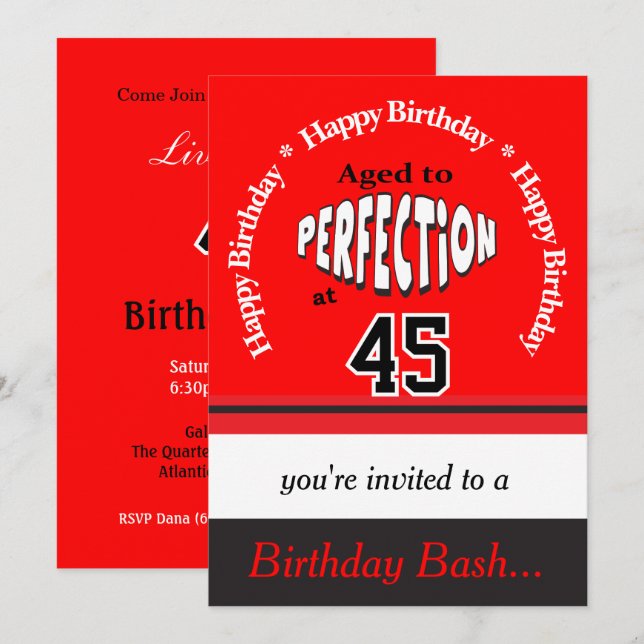 Aged to Perfection at 00 | Any Birthday Invitation (Front/Back)