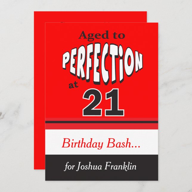 Aged to Perfection at 21 Invitation (Front/Back)