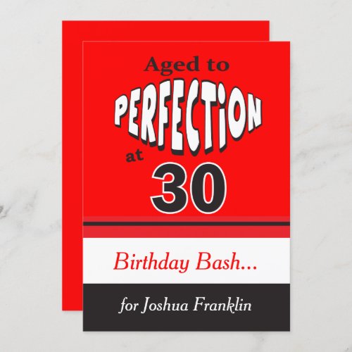Aged to Perfection at 30  30th Birthday Invitation