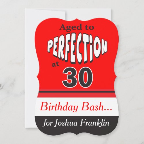 Aged to Perfection at 30  30th Birthday Invitation