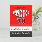 Aged to Perfection at 70 | 70th Birthday Invitation (Standing Front)