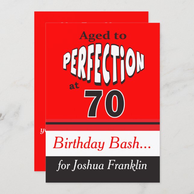 Aged to Perfection at 70 | 70th Birthday Invitation (Front/Back)