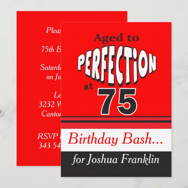 Aged to Perfection at 75 Invitation (Front/Back)