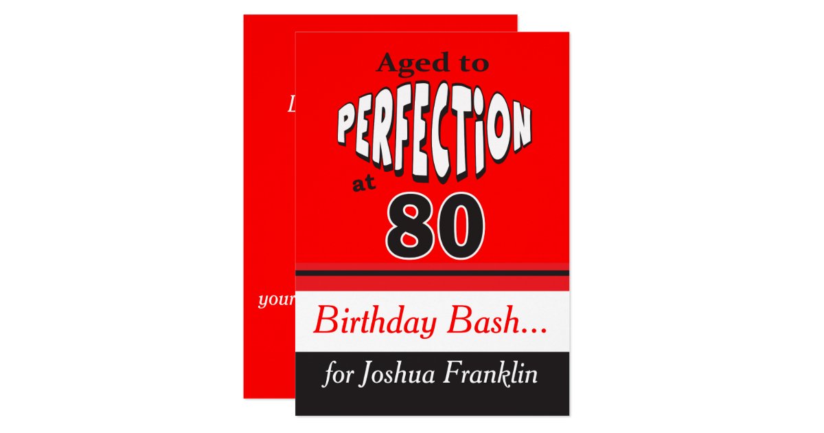 Aged To Perfection At 80 80th Birthday Invitation