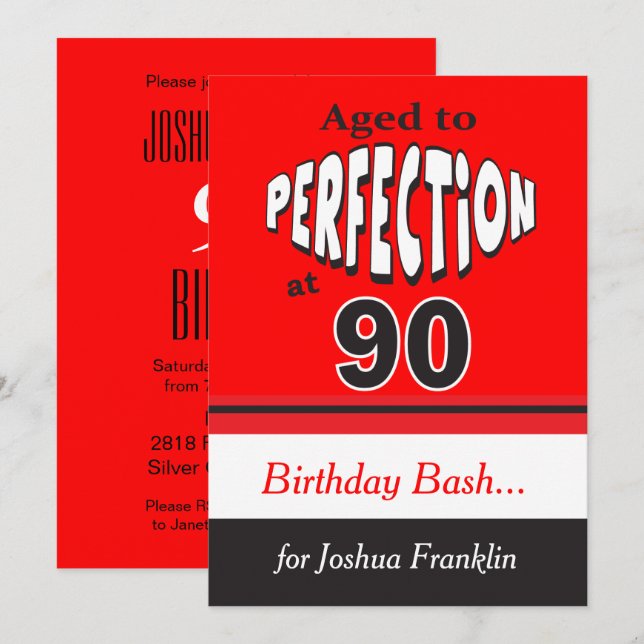 Aged to Perfection at 90 | 90th Birthday Invitation (Front/Back)