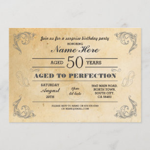Aged To Perfection Birthday Any Age Vintage Mens Invitation