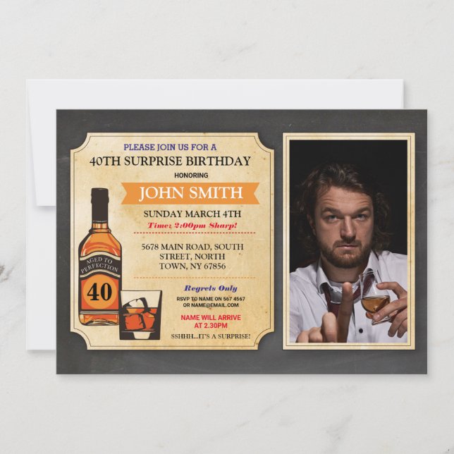Aged to Perfection Birthday Cheers Whisky Photo Invitation (Front)