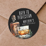 Aged To Perfection Birthday Classic Round Sticker<br><div class="desc">Aged To Perfection 50th Birthday Round Sticker. Celebrate a milestone in style with this sophisticated whiskey-themed design. The round sticker features a bold watercolor whiskey bottle and glass at the bottom left, while the top right displays “Aged To Perfection” along with the birthday person’s name and age in sleek white...</div>