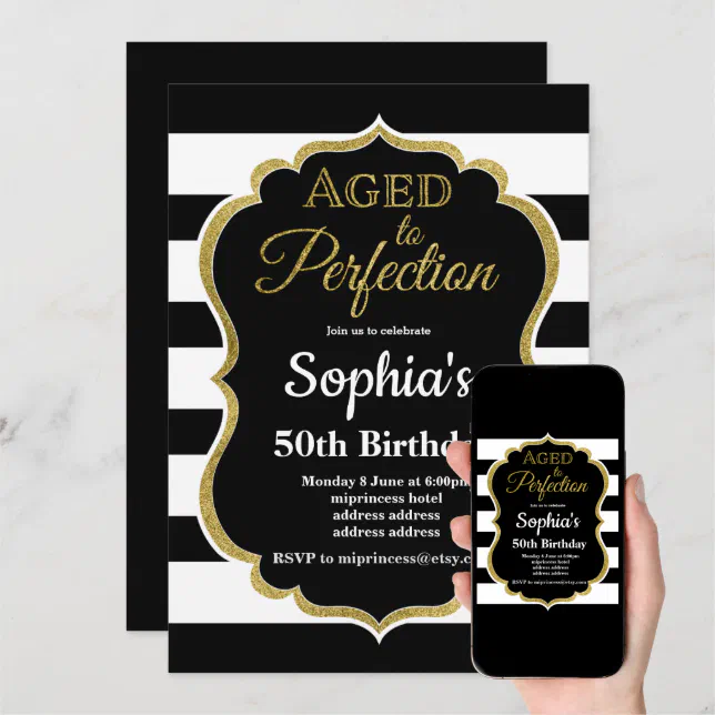 Aged To Perfection Birthday Invitation Zazzle